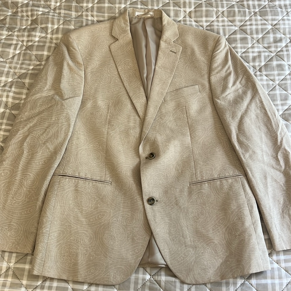 Van Heusen Studio Linen Blend Taupe 2 Button Sport Blazer Size 42 Regular